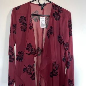 NEW! Forever 21 Burgundy/Black Woven Cardigan